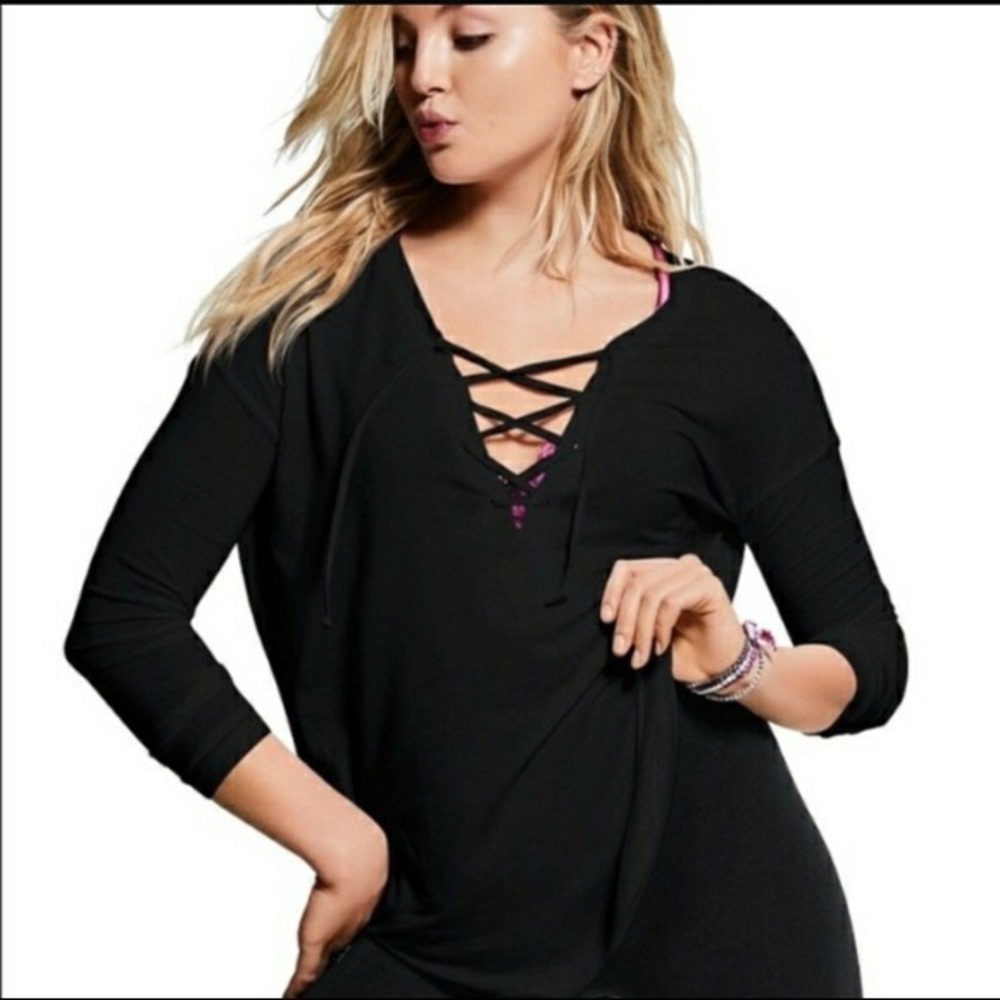 •VS PINK• lace up Super Soft tee